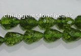 COQ108 15.5 inches 8*12mm faceted teardrop dyed olive quartz beads