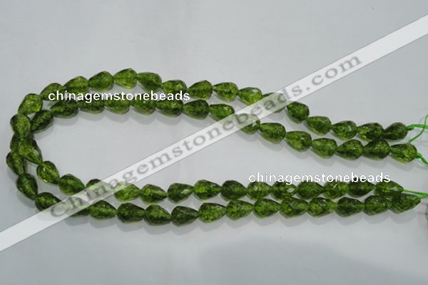 COQ108 15.5 inches 8*12mm faceted teardrop dyed olive quartz beads