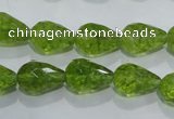 COQ109 15.5 inches 10*14mm faceted teardrop dyed olive quartz beads