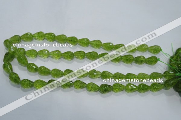 COQ109 15.5 inches 10*14mm faceted teardrop dyed olive quartz beads