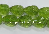 COQ111 15.5 inches 13*18mm faceted teardrop dyed olive quartz beads