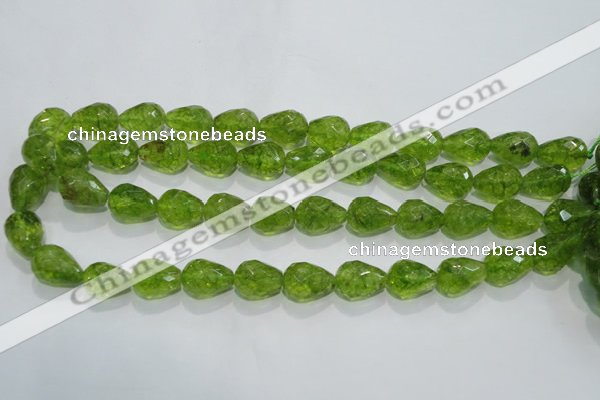 COQ111 15.5 inches 13*18mm faceted teardrop dyed olive quartz beads