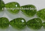 COQ112 15.5 inches 15*20mm faceted teardrop dyed olive quartz beads