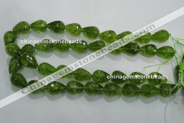 COQ112 15.5 inches 15*20mm faceted teardrop dyed olive quartz beads