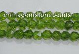 COQ115 15.5 inches 6mm faceted nuggets dyed olive quartz beads