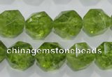 COQ118 15.5 inches 12mm faceted nuggets dyed olive quartz beads