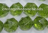 COQ119 15.5 inches 14mm faceted nuggets dyed olive quartz beads