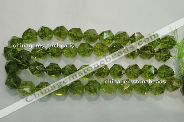 COQ120 15.5 inches 16mm faceted nuggets dyed olive quartz beads