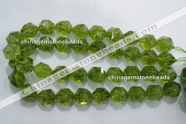 COQ121 15.5 inches 18mm faceted nuggets dyed olive quartz beads