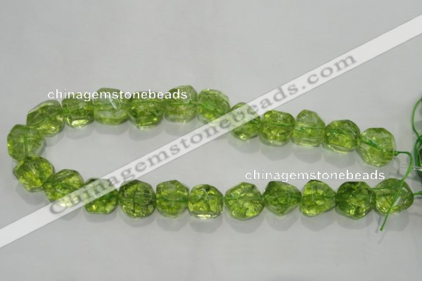 COQ125 15.5 inches 18mm nuggets dyed olive quartz beads