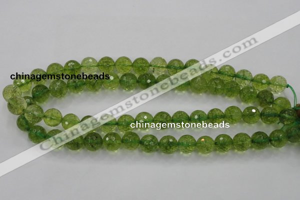 COQ14 16 inches 10mm faceted round dyed olive quartz beads wholesale