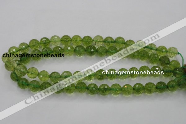 COQ15 16 inches 12mm faceted round dyed olive quartz beads wholesale