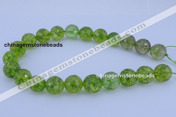 COQ17 16 inches 16mm faceted round dyed olive quartz beads wholesale