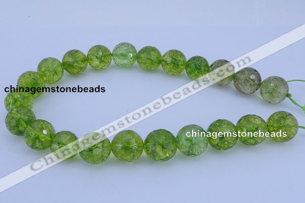 COQ18 16 inches 18mm faceted round dyed olive quartz beads wholesale