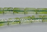 COQ22 16 inches 7*13mm column dyed olive quartz beads wholesale