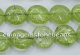 COQ25 16 inches 15mm flat round dyed olive quartz beads wholesale