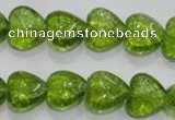 COQ30 15.5 inches 14*14mm heart dyed olive quartz beads wholesale