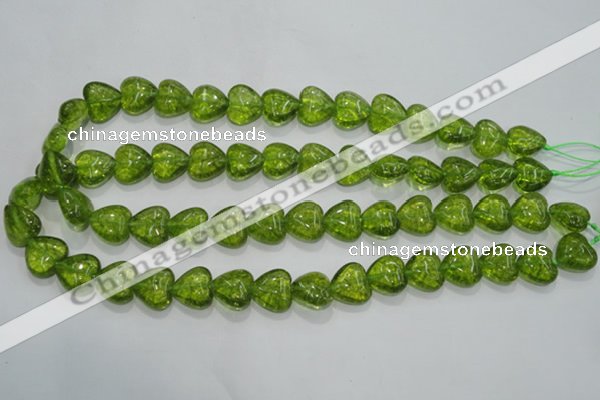 COQ30 15.5 inches 14*14mm heart dyed olive quartz beads wholesale