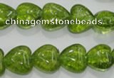 COQ32 15.5 inches 18*18mm heart dyed olive quartz beads wholesale