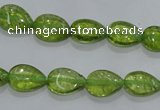 COQ40 15.5 inches 8*12mm flat teardrop dyed olive quartz beads