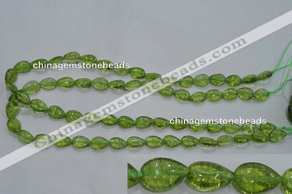 COQ40 15.5 inches 8*12mm flat teardrop dyed olive quartz beads