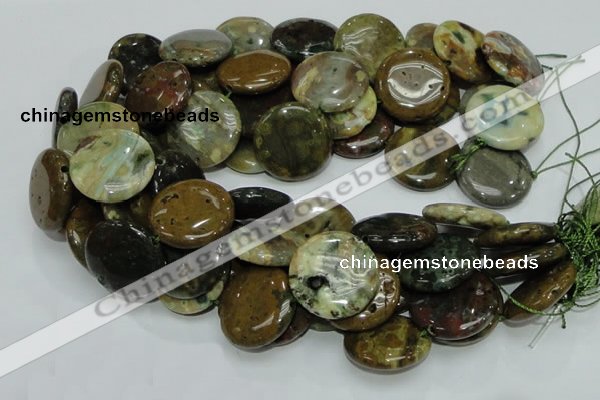 COS14 15.5 inches 25mm flat round ocean stone beads wholesale