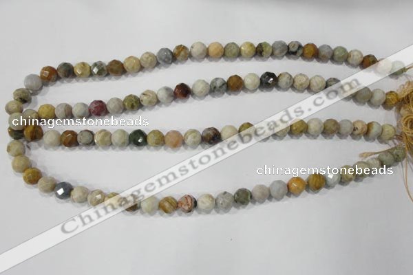 COS152 15.5 inches 8mm faceted round ocean stone beads wholesale