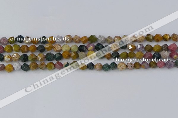 COS210 15.5 inches 6mm faceted nuggets ocean jasper beads