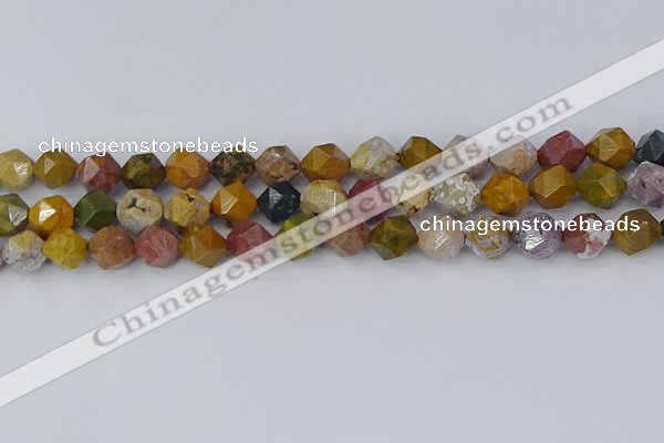 COS212 15.5 inches 10mm faceted nuggets ocean jasper beads