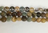 COS244 15.5 inches 12mm flat round ocean stone beads wholesale