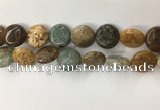 COS246 15.5 inches 16mm flat round ocean stone beads wholesale