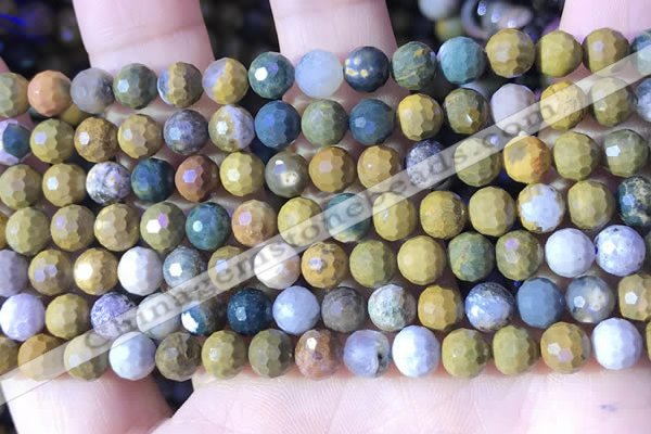 COS310 15.5 inches 6mm faceted round ocean jasper beads