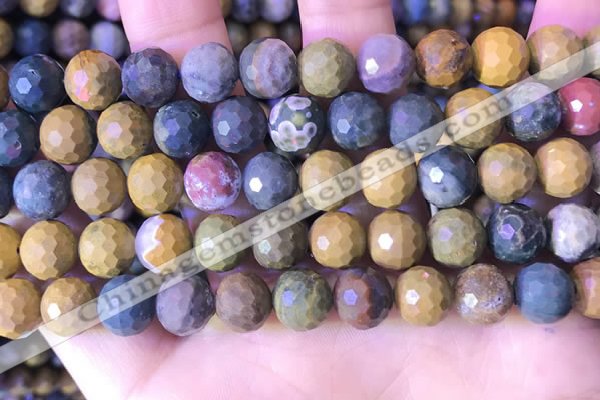 COS312 15.5 inches 9mm - 10mm faceted round ocean jasper beads