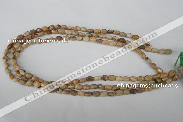 COV04 15.5 inches 6*8mm oval picture jasper beads wholesale