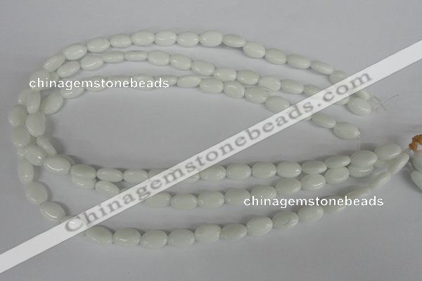 COV58 15.5 inches 8*12mm oval white porcelain beads wholesale