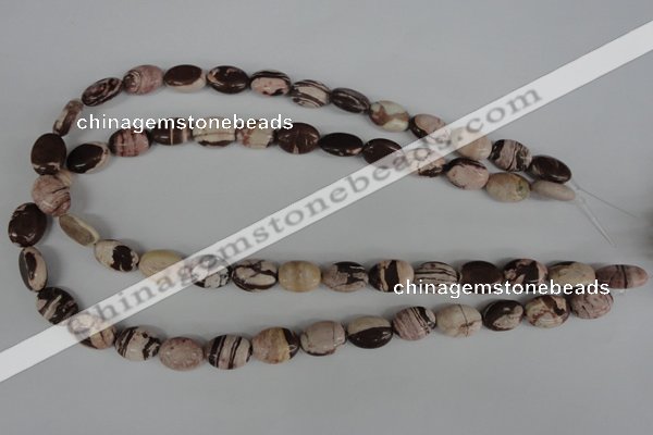 COV75 15.5 inches 10*14mm oval zebra jasper beads wholesale