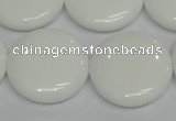 CPB100 15.5 inches 25mm flat round white porcelain beads wholesale