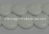 CPB105 15.5 inches 18*18mm heart white porcelain beads wholesale