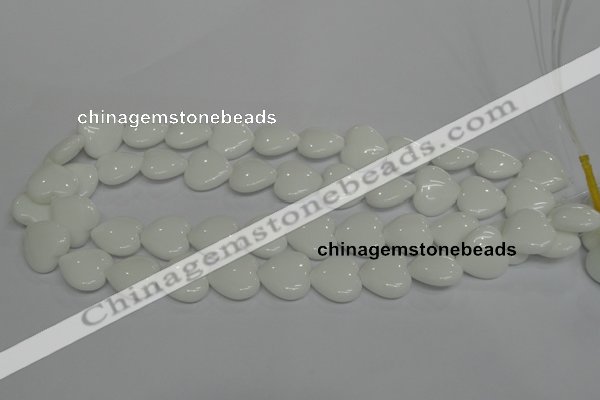 CPB105 15.5 inches 18*18mm heart white porcelain beads wholesale
