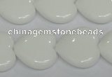 CPB106 15.5 inches 20*20mm heart white porcelain beads wholesale