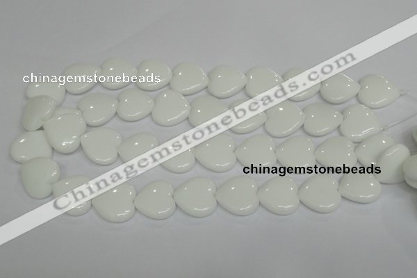 CPB106 15.5 inches 20*20mm heart white porcelain beads wholesale