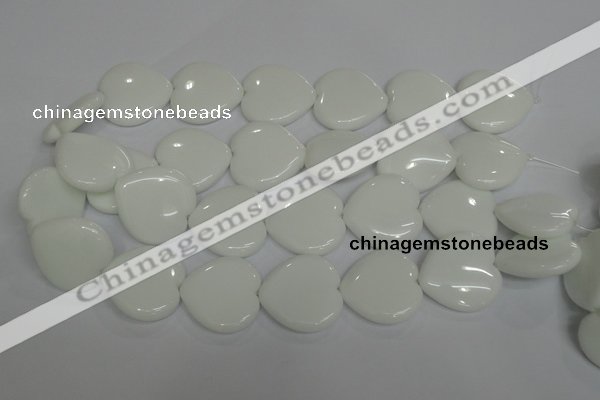 CPB108 15.5 inches 30*30mm heart white porcelain beads wholesale