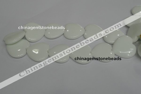 CPB109 15.5 inches 35*35mm heart white porcelain beads wholesale