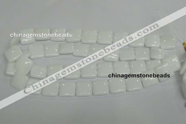 CPB115 15.5 inches 20*20mm square white porcelain beads wholesale