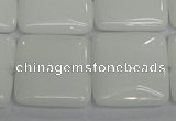 CPB116 15.5 inches 25*25mm square white porcelain beads wholesale