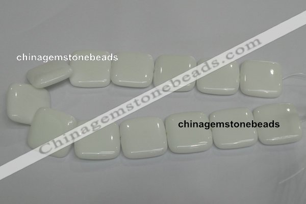 CPB117 15.5 inches 30*30mm square white porcelain beads wholesale