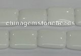 CPB122 15.5 inches 15*20mm rectangle white porcelain beads wholesale