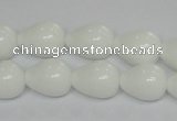 CPB22 15.5 inches 10*14mm teardrop white porcelain beads wholesale