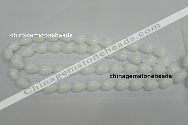 CPB22 15.5 inches 10*14mm teardrop white porcelain beads wholesale