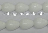 CPB23 15.5 inches 12*16mm teardrop white porcelain beads wholesale